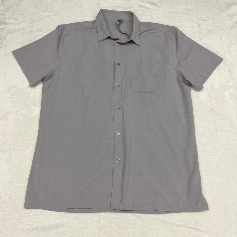 Vuori Bridge Shirt Mens XL Gray Short Sleeve Lightweight Athleisure Minimalist